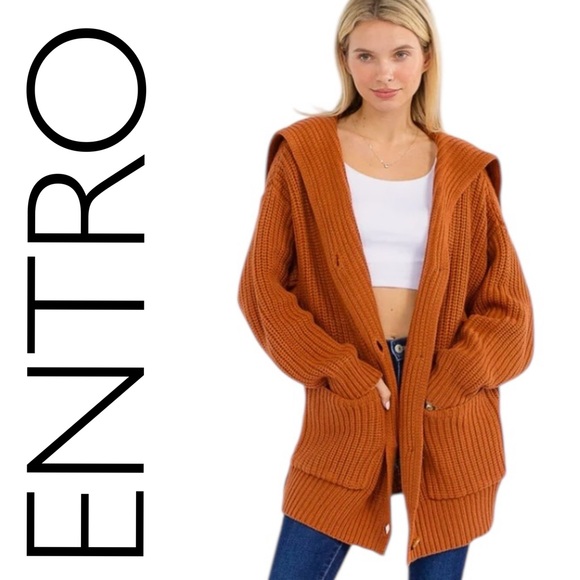 entro Sweaters - 176: ENTRO NWT SWEATER CARDIGAN RUST (C)